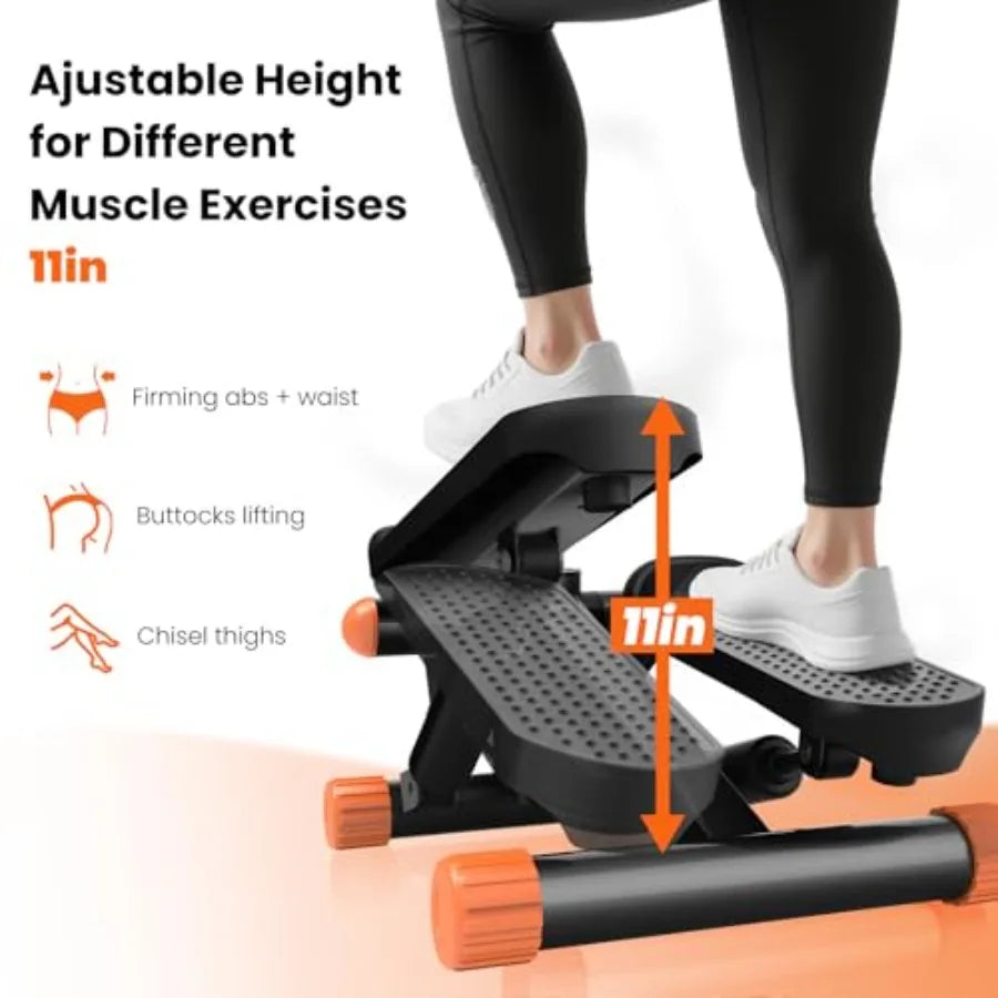 Mini Stair Steppers with Resistance Bands for Exercise at Home, Portable Exercise Twist Stepper Machine for Full Body Workout,