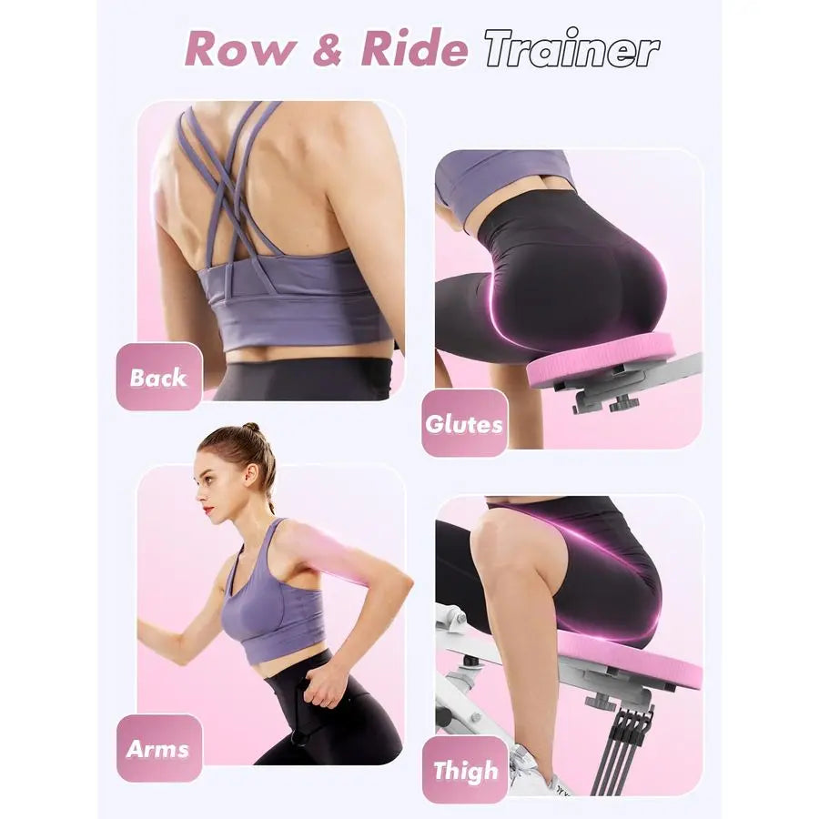 Pink Squat Machine Rowing Machine 2 in 1 Rower Squat Assist Workout Foldable Rower for Home Full Body Worikout Adjusta, Custom