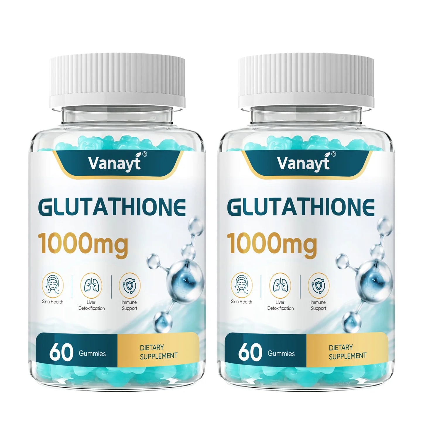 Vanayt Glutathione 1000mg Gummies Hydrolyzed Collagen Vitamin C 60Pcs Skin Health Liver Detox Immune Support Dietary Supplement