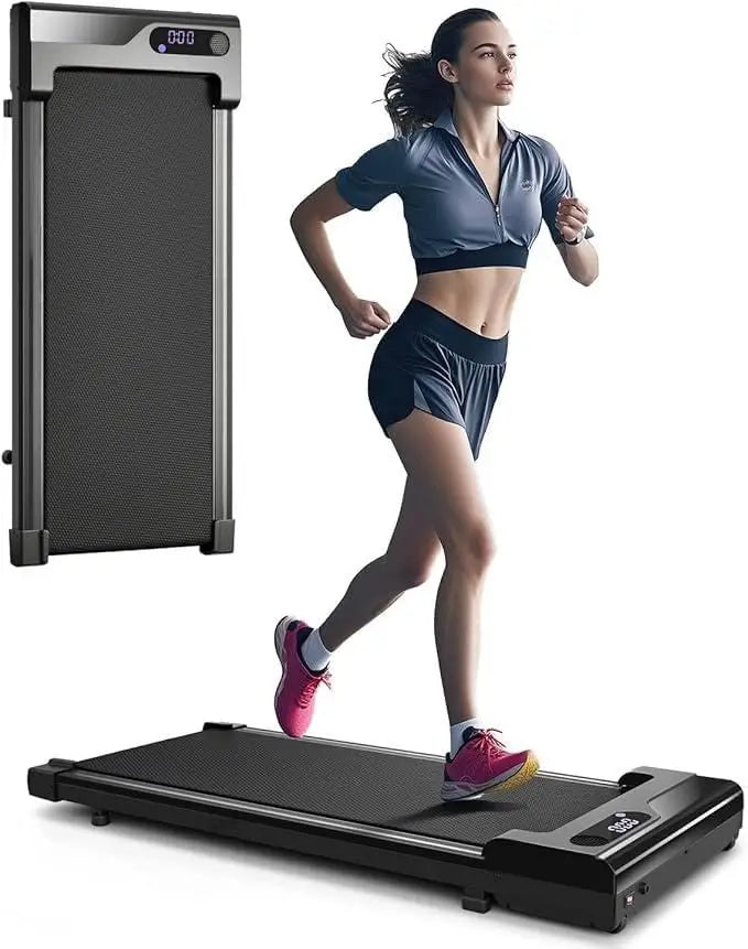 Portable Compact Under Desk Treadmill, Mini Walking Pad with Remote Control - Lightweight Quiet Flat Indoor Running Machine for Home Office Apartment Floor & Small Spaces