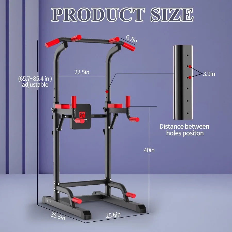 Power Tower Dip Station, Multi-Function Assistive Trainer Pull Up for Home Gym Muscle Building and Beginner Exercises,Load 450LB