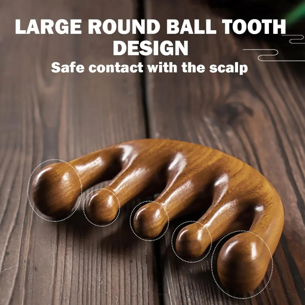 Handmade Natural Green Sandalwood Comb Wide Tooth Wooden Scalp Massager Hair Care Styling Detangling Brush for Men Women