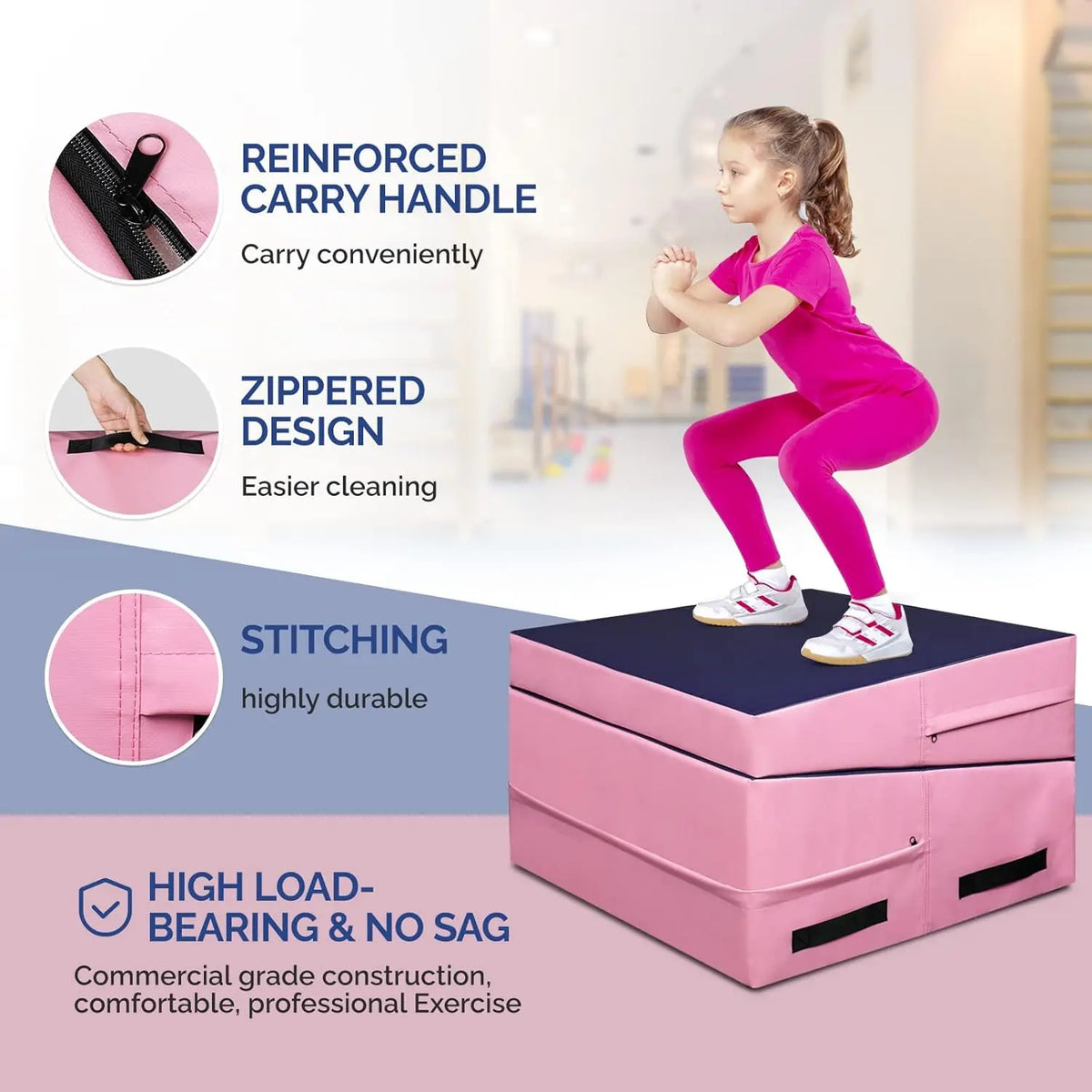 48'x24'x14' Tumbling Mat - Folding Gymnastics Cheese Wedge Mat for Kids, Girls Home Training