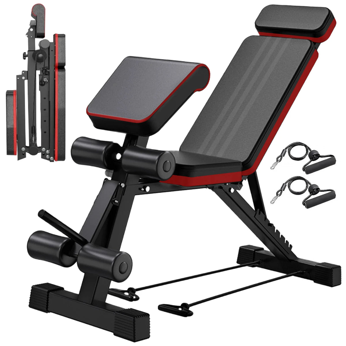 7-Level Foldable Weight Bench Fitness Workout Adjustable Extended Headrest Leg Extension Dumbbell Bench Incline for Full Body