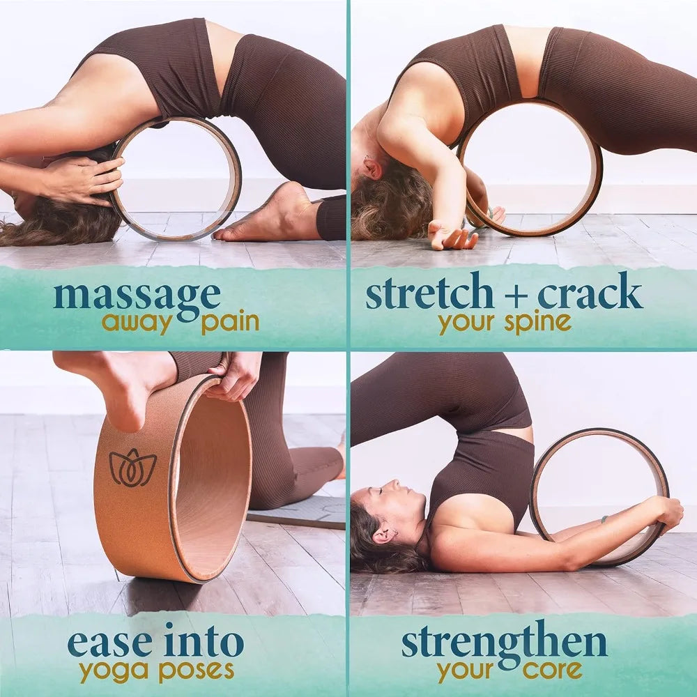 Florensi Yoga Wheel (3-Pack) - Back Stretcher and Back Roller for Back Pain, Yoga Roller for Muscle Relaxation
