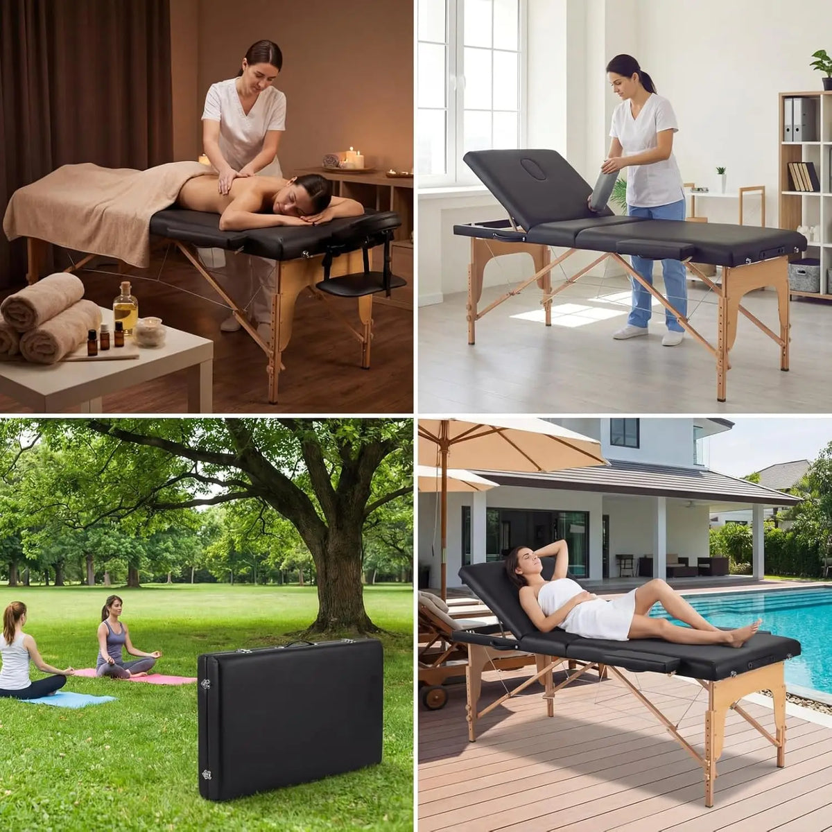 Massage Table Portable Wooden Lash Bed 24" Wide Massage Bed Foldable Beauty Spa Tattoo Face Cradle Adjustable, Customized