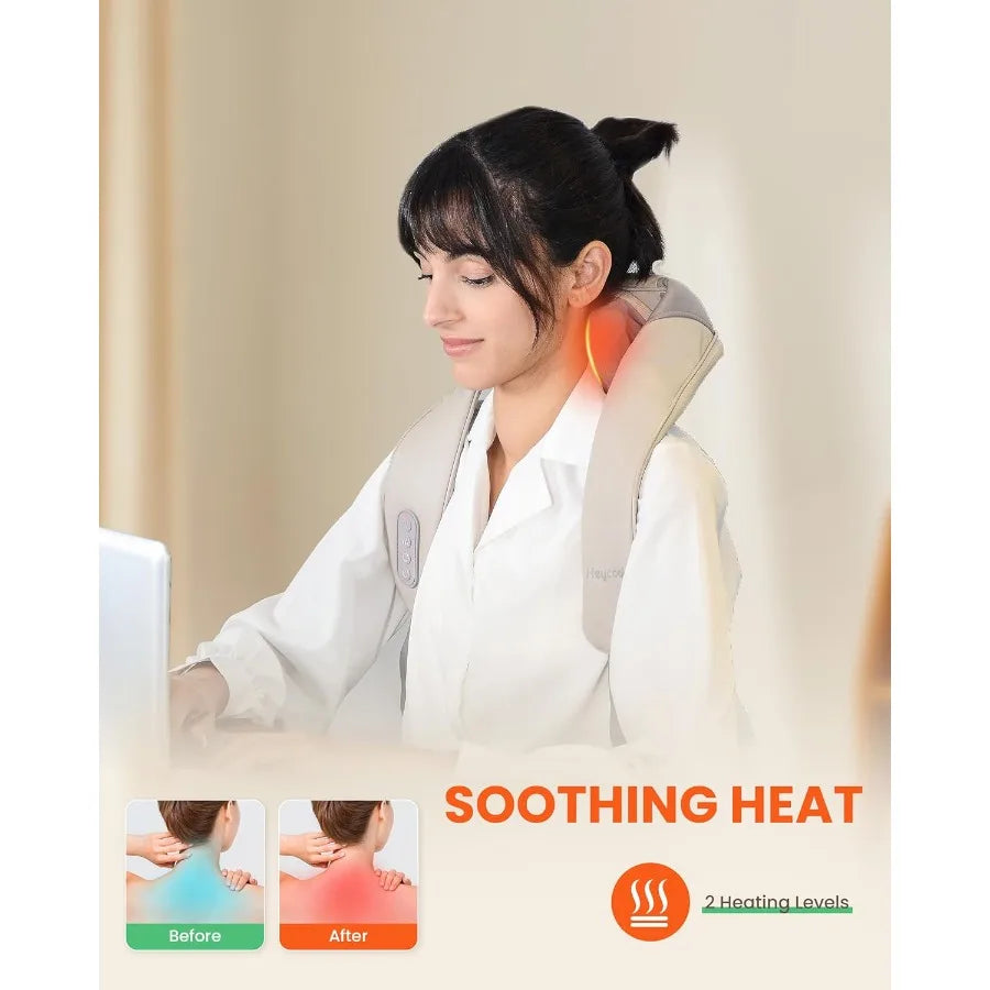 Cordless Neck Massager with Heat 4D Deep Kneading for Neck and Shoulder Relief Wireless Shiatsu Back Massager Pillow for Pain R
