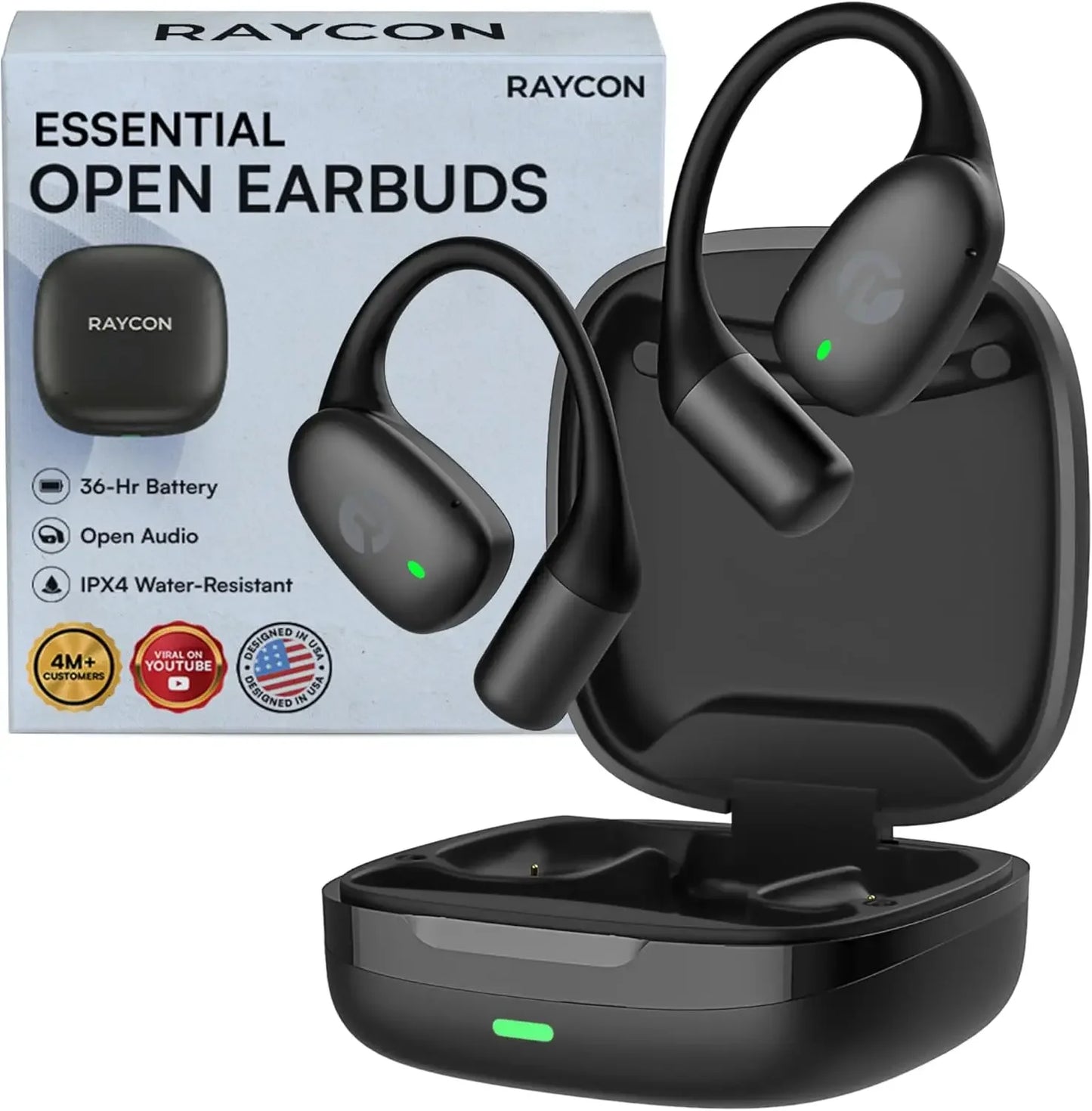 Raycon Essential Open Ear Earbuds – Open Ear Headphones, Earbuds Wireless Bluetooth, Sweat & Water-Resistant