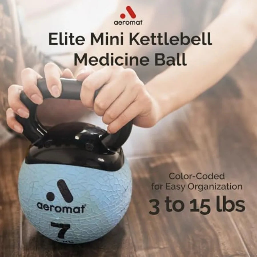 Elite Mini Kettlebell Medicine Ball 6 Diameter Weighted Exercise Ball for Training Color-Coded Kettlebell Weight