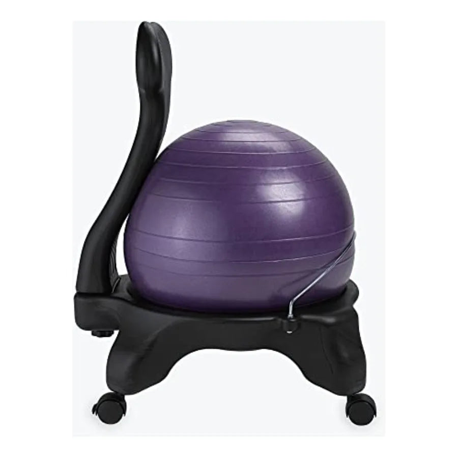 Classic Balance Ball Chair Ergonomic Stability Chair for Desk Office Yoga Ball Seat with Base Air Pump Exercise Guide Improves