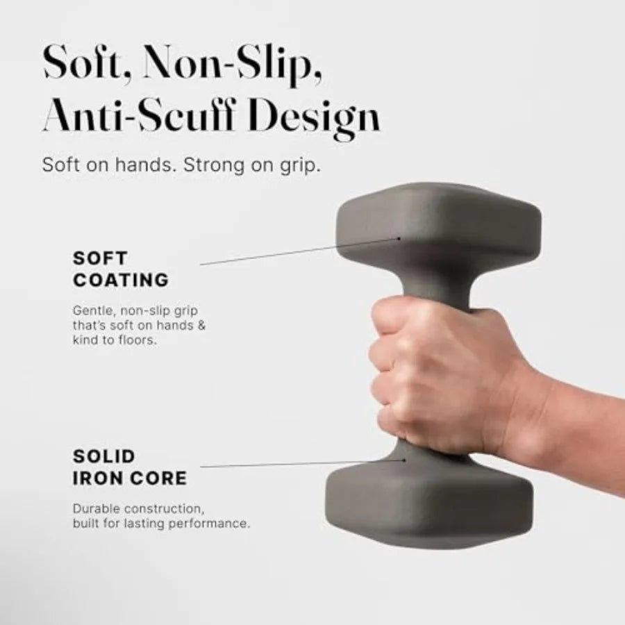 SafeGrip Square Dumbbells with Anti-Slip Handles for Home Gym Sandstone Finish Weight Lifting Sets 2+3+5+8LB Pair Non-Slip Grip