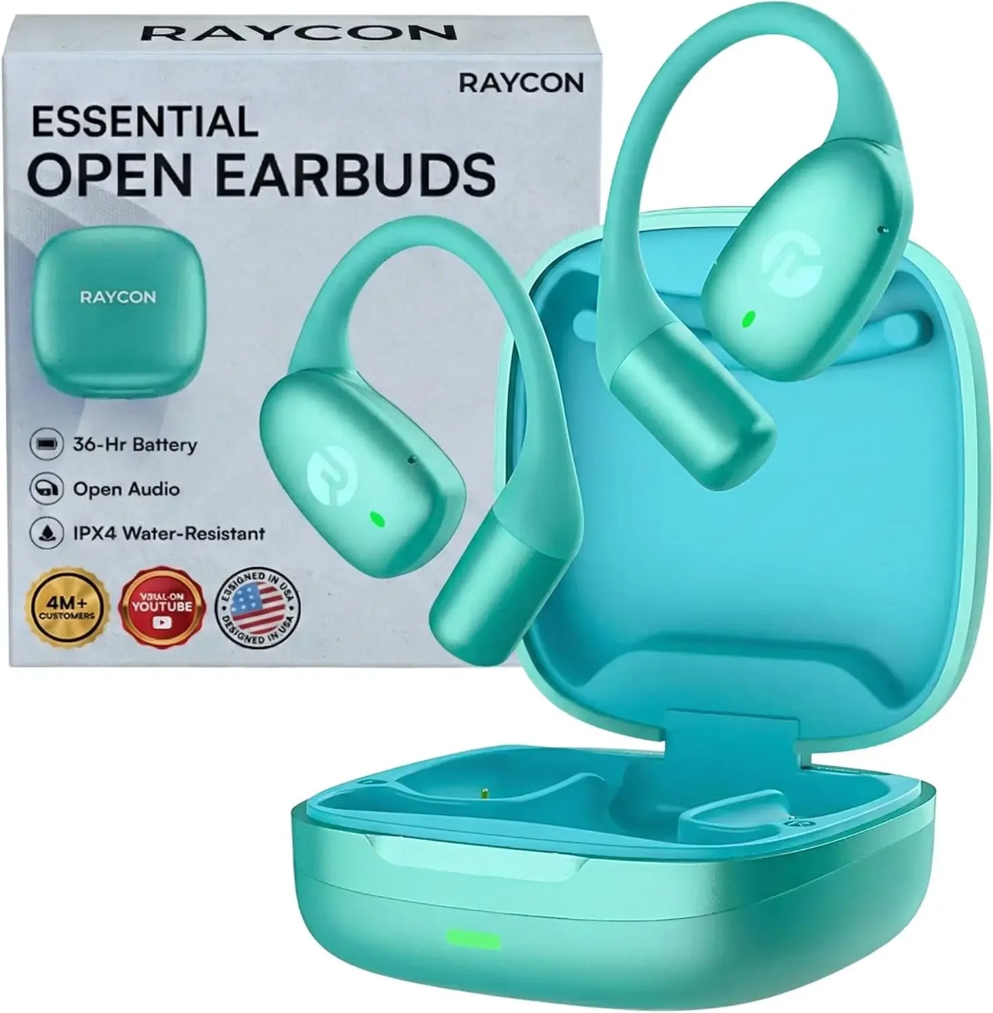 Raycon Essential Open Ear Earbuds – Open Ear Headphones, Earbuds Wireless Bluetooth, Sweat & Water-Resistant