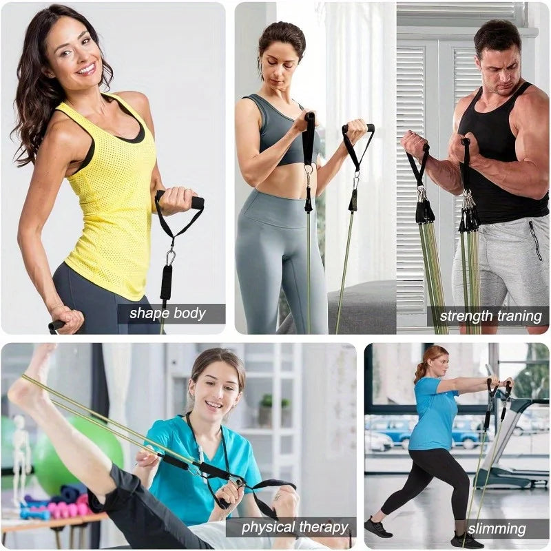 1Set 100/150/200lb Resistance Bands Set for Working Out, 5-Level Exercise Band for Men Women with Door Anchor, Handles, Ankle Straps, Portable Bag for Home Strength Training Equipment, Gym Fitness