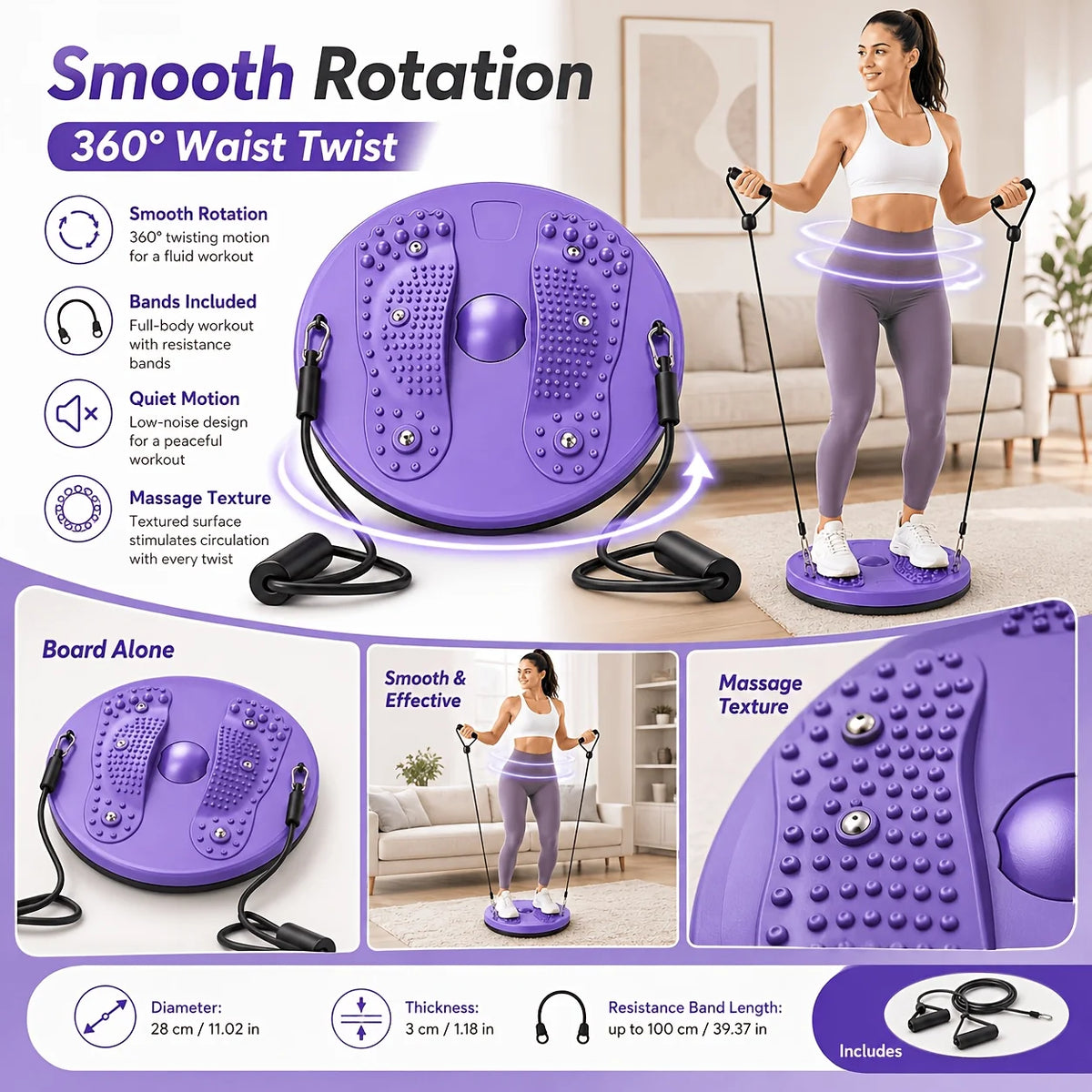 Silent Home Fitness Equipment Waist Twister Abdominal Twisting Board for Exercise - Compact Size for Efficient Core Training