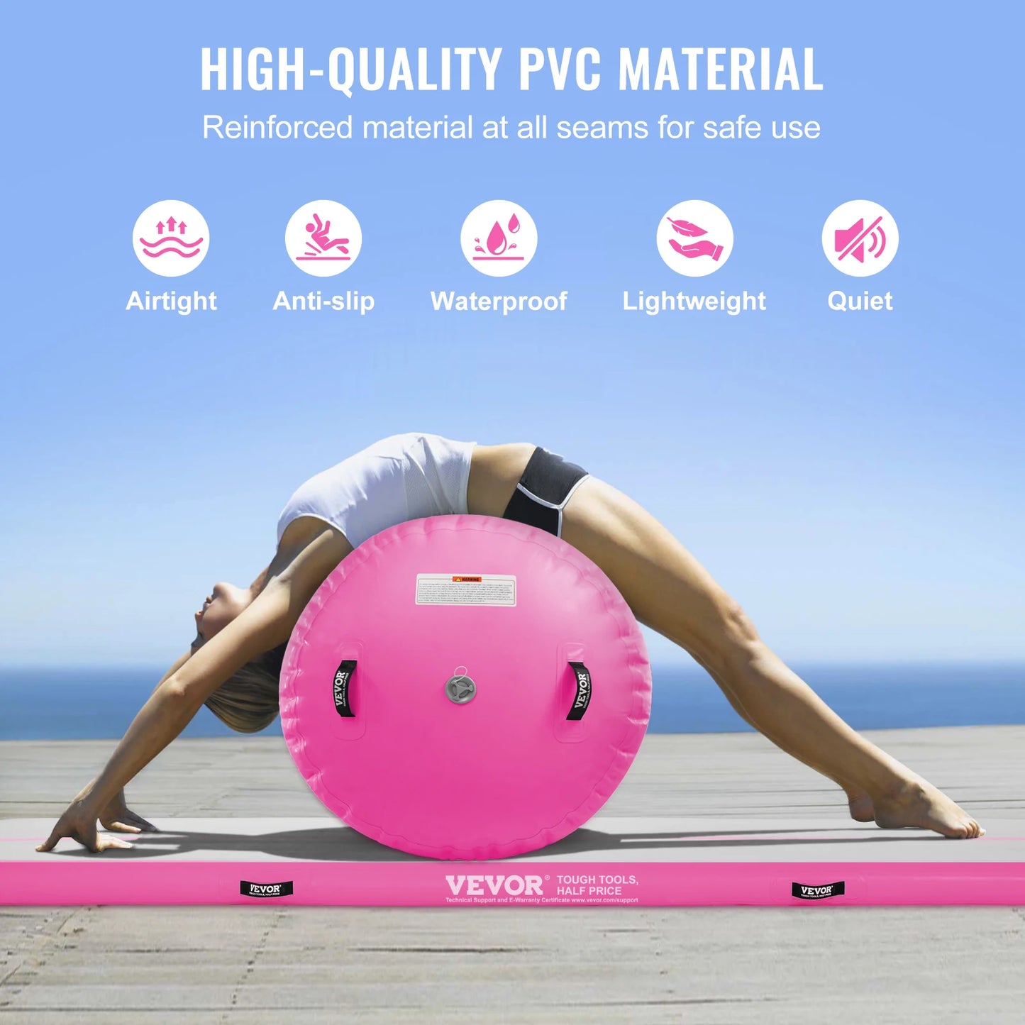 SucceBuy Inflatable Gymnastics Air Mat Tumble Track with Electric Pump Air Roller Barrel Gymnastics Equipment Training Mats