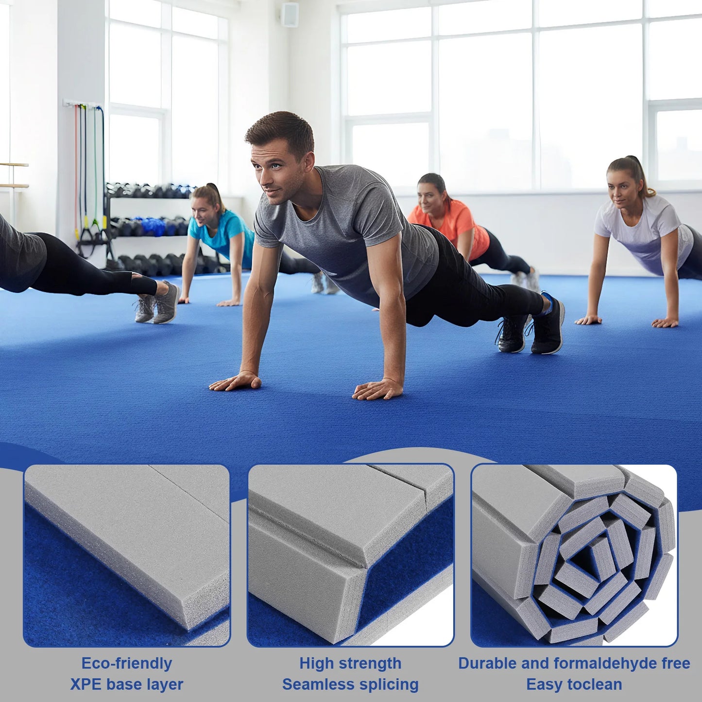 Gym Exercise Mats 118.11x70.87x1.57in Gymnastics Tumbling Mats with Grippy Surface for Home Yoga Fitness Pilates Martial Art