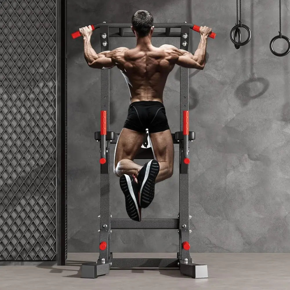 Power Tower Pull Up Bar Dip Station, All in One ree Standing Pull Up Bar or Home Gym with 7-Level Height Adjustable, Multi-uncti