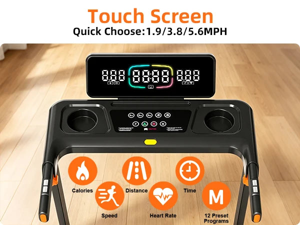 Quiet 3-in-1 Foldable Walking Pad Treadmill with 12% Incline for Home, 12 Preprogrammed HIIT Modes, Supports up to 300 LBS, Smart Treadmill Built with LED Display, Heart Rate Sensor, Bluetooth Speaker & App Connection