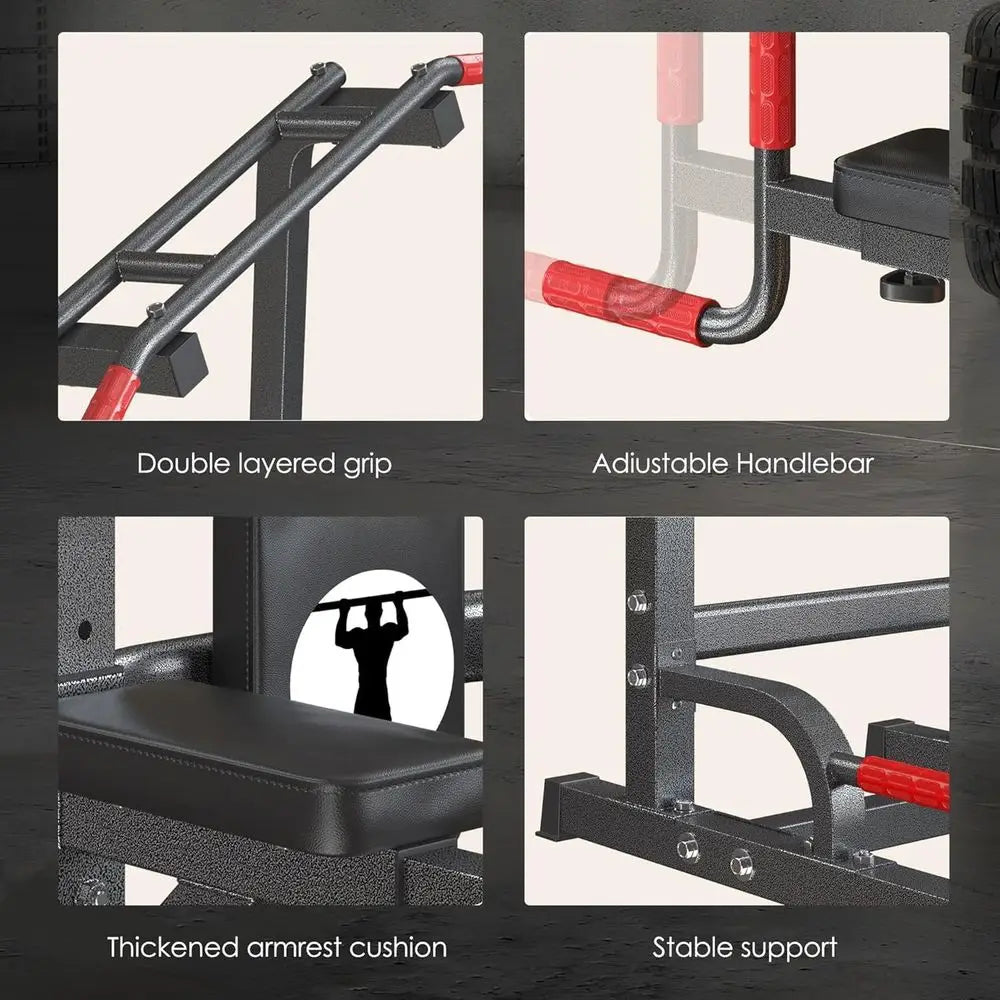Power Tower Pull Up Bar Dip Station, All in One ree Standing Pull Up Bar or Home Gym with 7-Level Height Adjustable, Multi-uncti