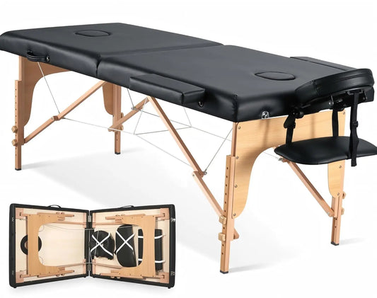 Massage Table Portable Wooden Lash Bed 24" Wide Massage Bed Foldable Beauty Spa Tattoo Face Cradle Adjustable, Customized