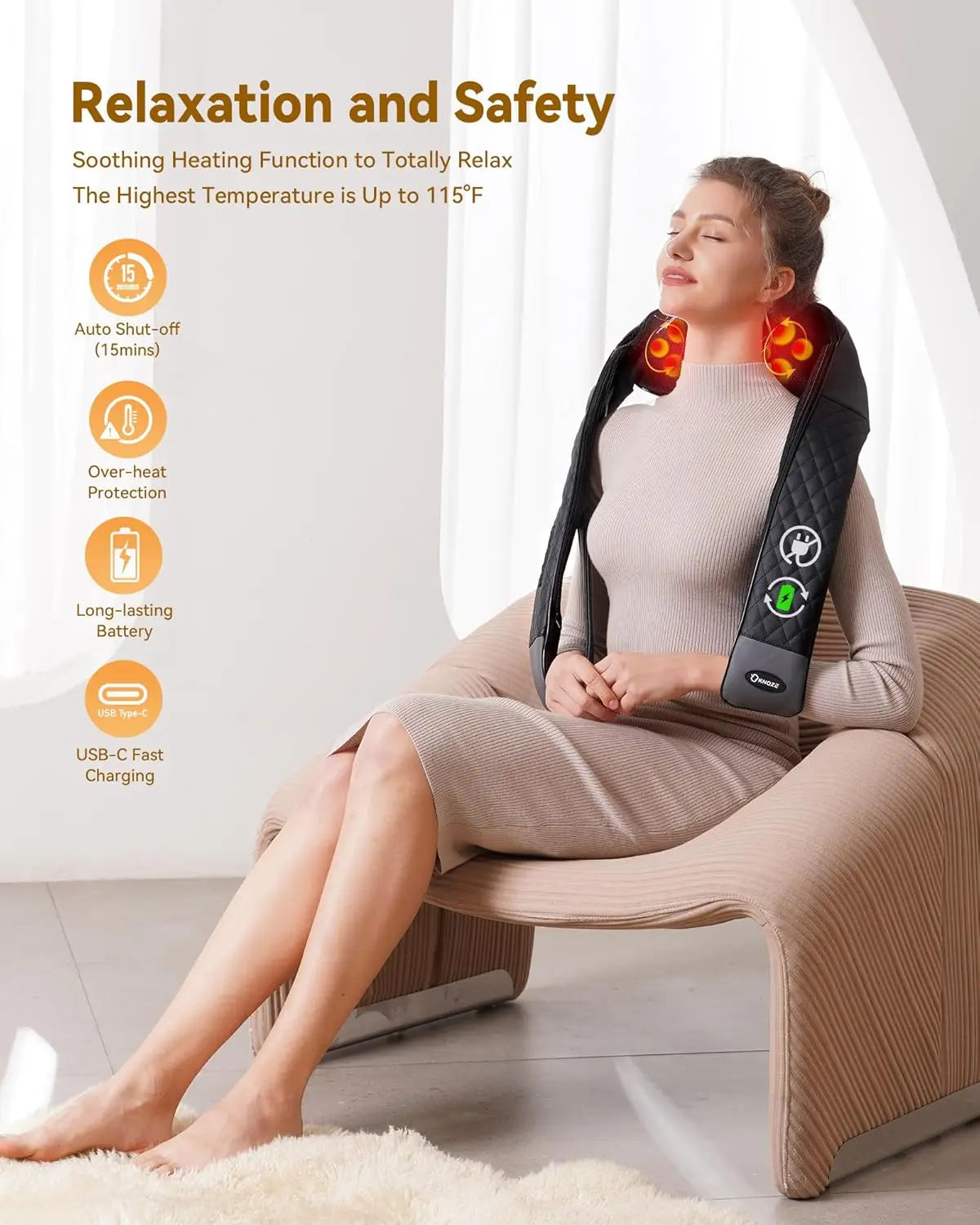 Cordless Neck & Back Massager with Heat, 4D Deep Tissue Kneading, Full Body Muscle Pain Relief, Ergonomic Design, 2026 Upgraded
