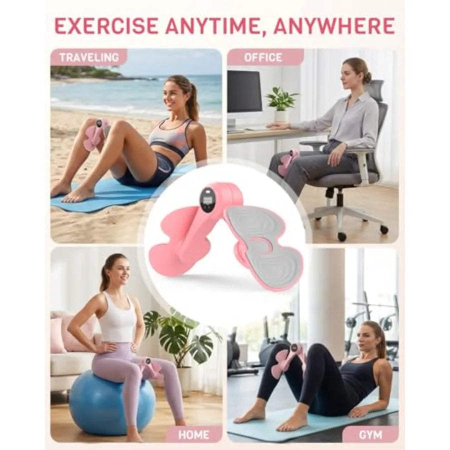 Thigh Trainer for Women with 3 Resistance Bands, Inner Thigh Exerciser with Screen, Pelvic Floor Exercise Device, Kegel Exercis