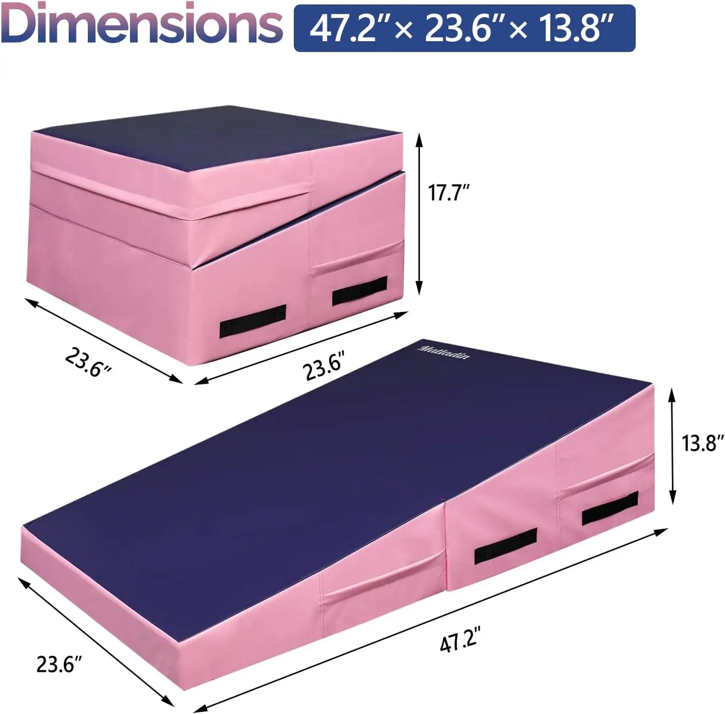 48'x24'x14' Tumbling Mat - Folding Gymnastics Cheese Wedge Mat for Kids, Girls Home Training