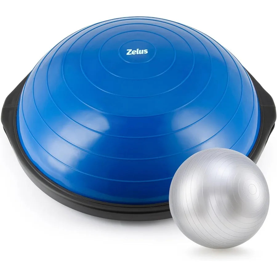 25in. Balance Ball | 660lb Inflatable Half Exercise Ball Wobble Board Balance Trainer w Nonslip Base | Half Yoga Ball Strength T