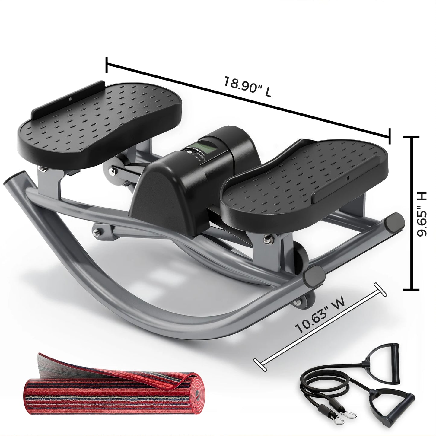 Rock Stepper Exercise Machine, Silent Lateral Swing Stepper with Resistance Ropes & Yoga Mat, Portable Mini Stair Climber Home