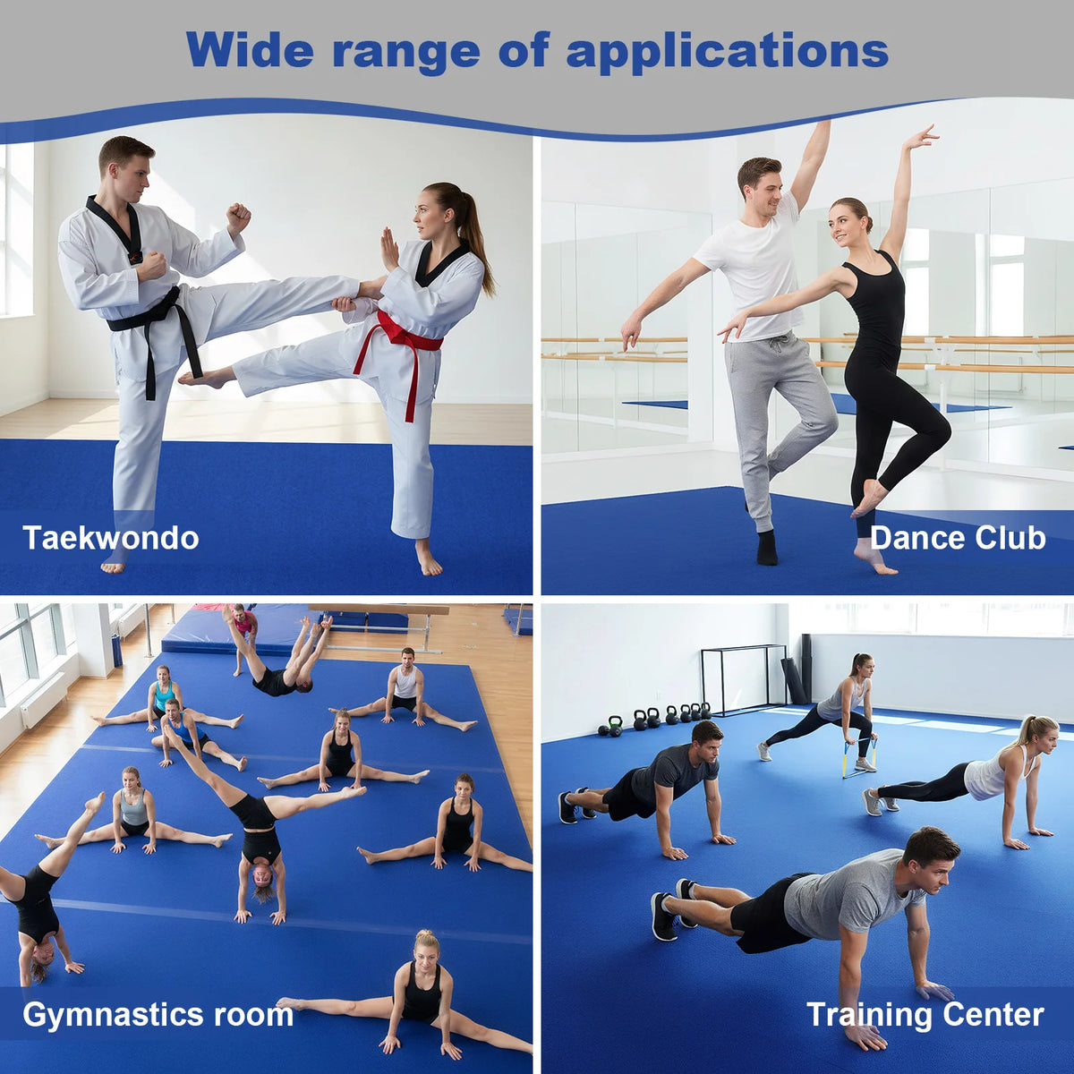 Gym Exercise Mats 118.11x70.87x1.57in Gymnastics Tumbling Mats with Grippy Surface for Home Yoga Fitness Pilates Martial Art