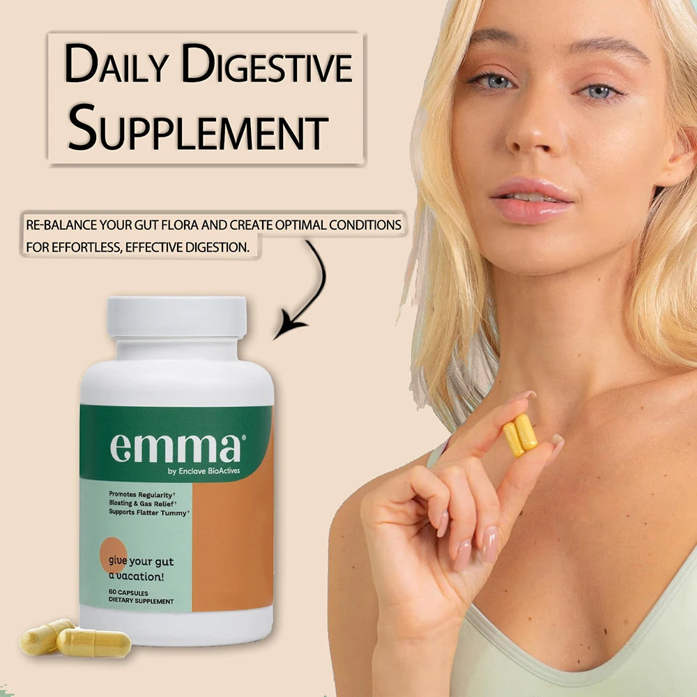 Emma Gut Health Relief Supplement for women and men, Gut and Digestive support capsules for constipation, bloating & gas relief