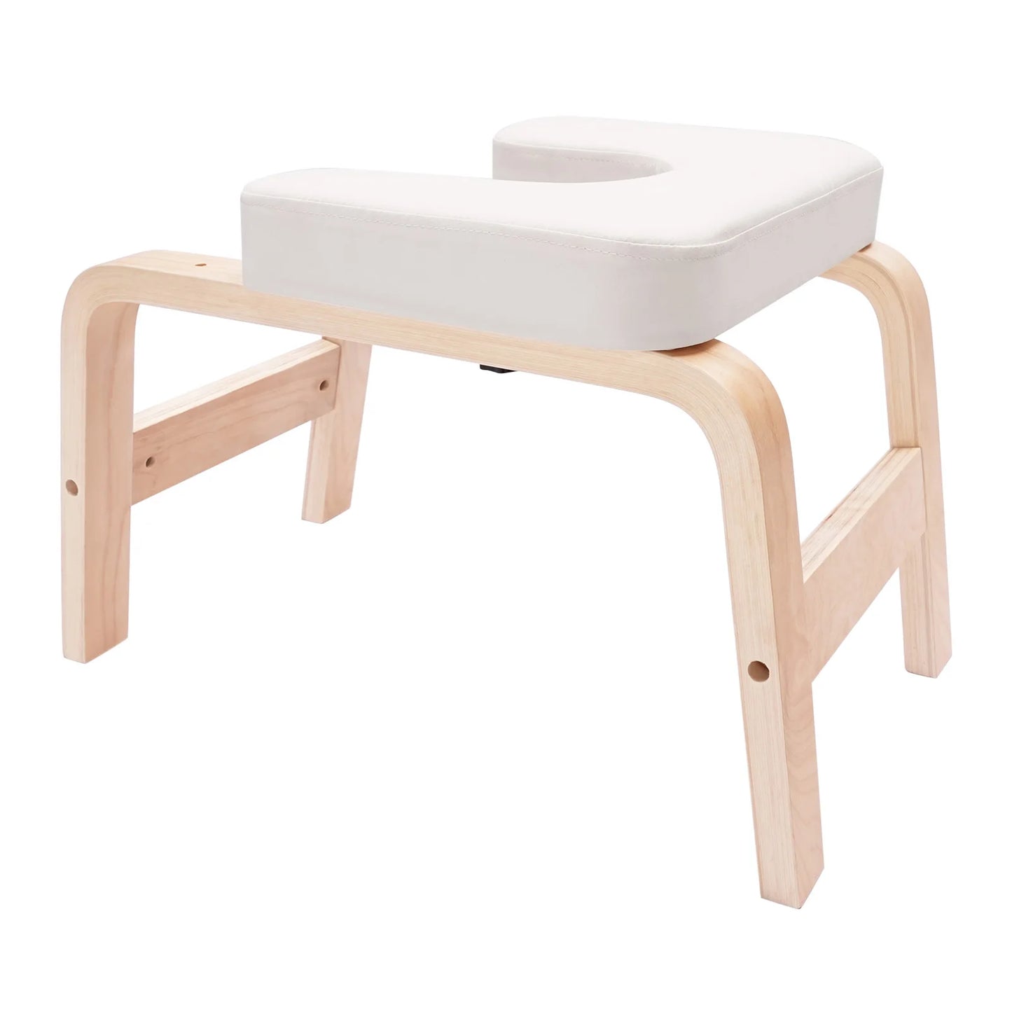 Solid Wood Yoga Headstand Bench with Detachable T-Block & Sponge Cushion for Home Gym Inversion Training & Flexibility Improvement