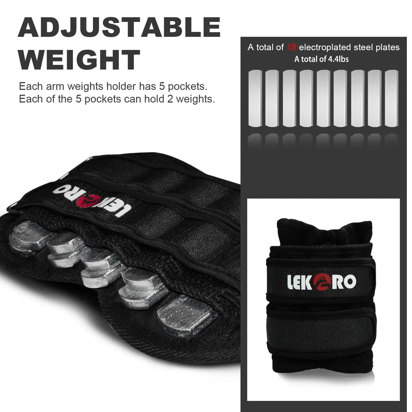 Adjustable Wrist Ankle Weights, Removable Arm and Leg Weights for Men and Women Fitness, Strength Training, Running, 1 to 2 Pack