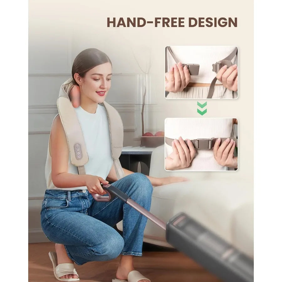 Cordless Neck Massager with Heat 4D Deep Kneading for Neck and Shoulder Relief Wireless Shiatsu Back Massager Pillow for Pain R