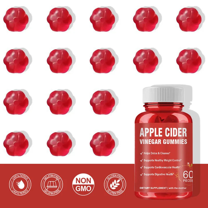 Apple Cider Vinegar Gummies Detox For Bloating and Constipation Slimming Fat Burning Digestive System Health