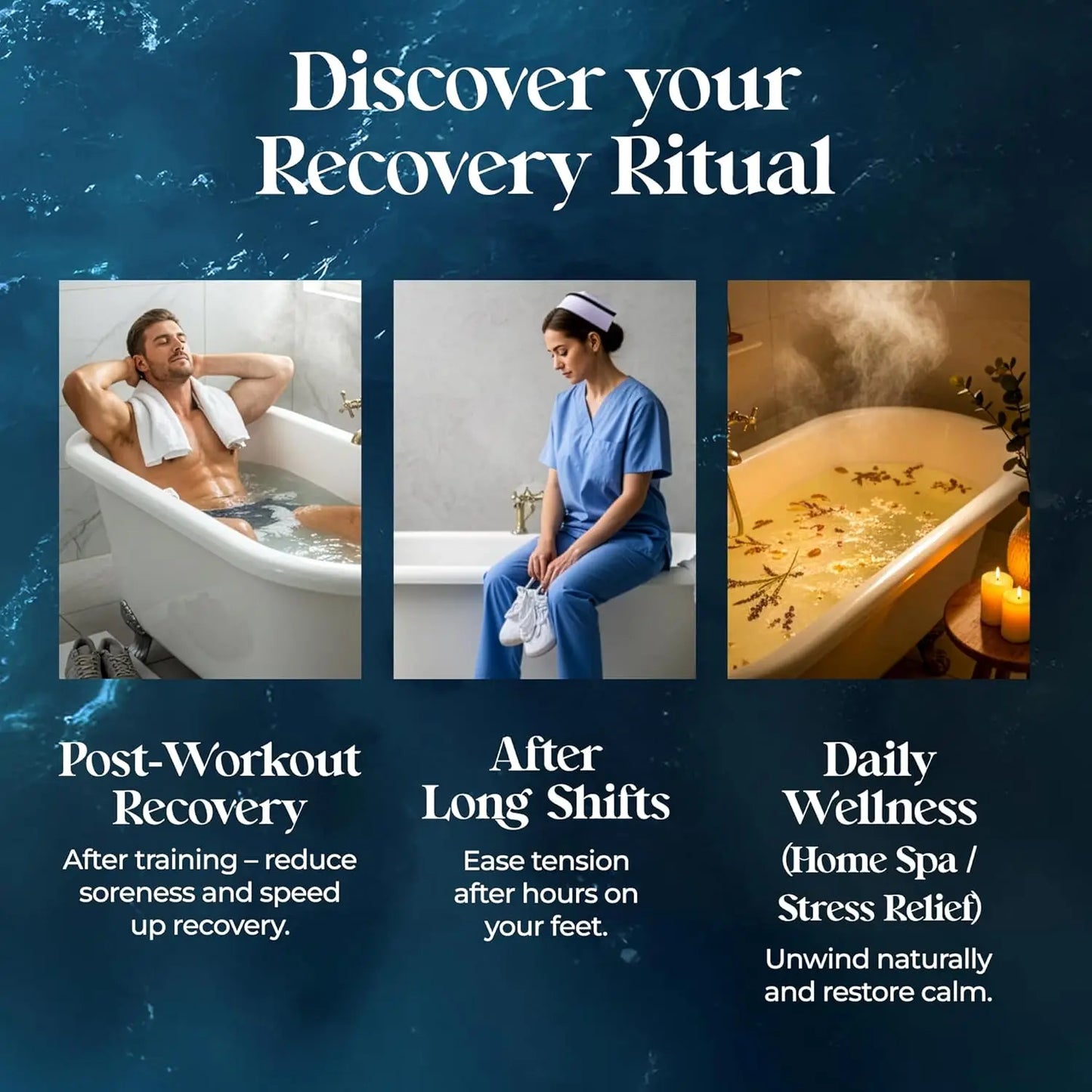 Muscle Recovery Bath Soak with Dead Sea Salt, OptiMSM, Magnesium Flakes & Essential Oils for Post Workout Soreness - Made in USA