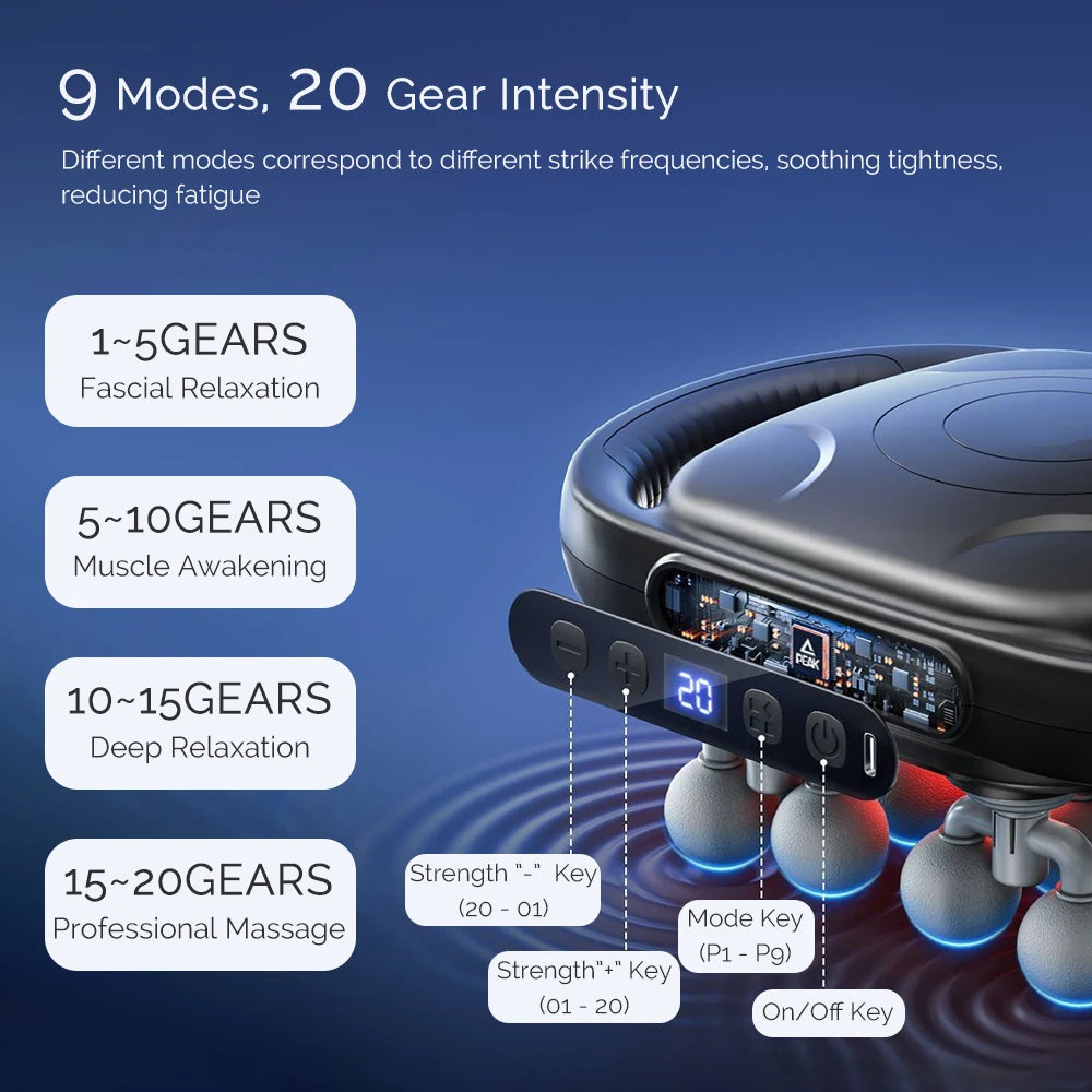 42 Heads Fascia Gun High-Frequency Vibration Deep Body Massage Device Back Waist Thigh Massager Neck Shoulder Muscle masajeador
