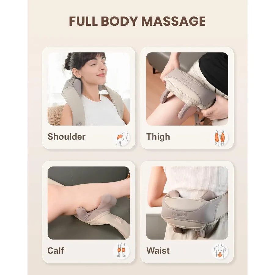 Cordless Neck Massager with Heat 4D Deep Kneading for Neck and Shoulder Relief Wireless Shiatsu Back Massager Pillow for Pain R
