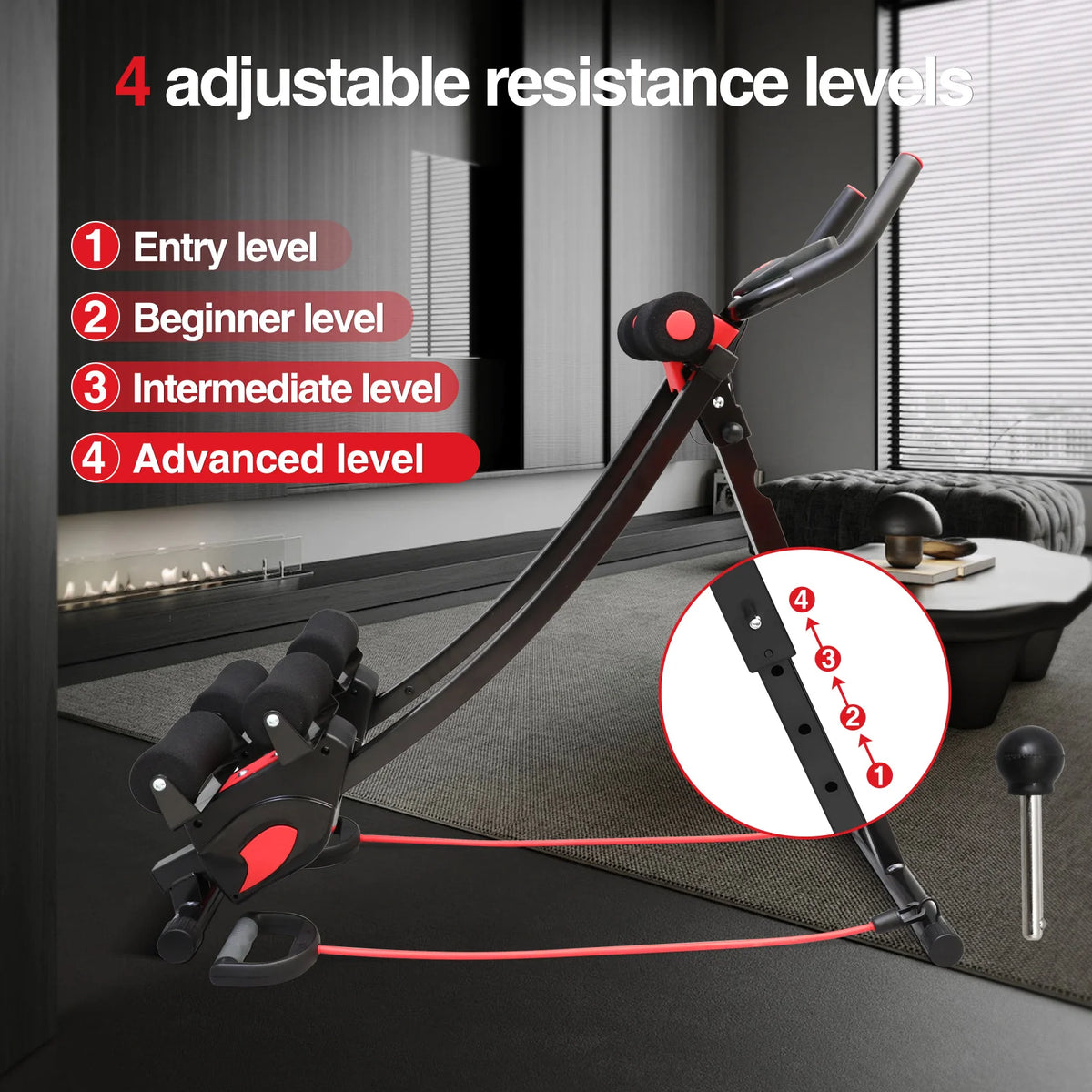 Fitness AB Machine Abdominal Trainers Core Workout Equipment 440 lbs Foldable Height Adjustable For Home Exercise Kit Whole Body