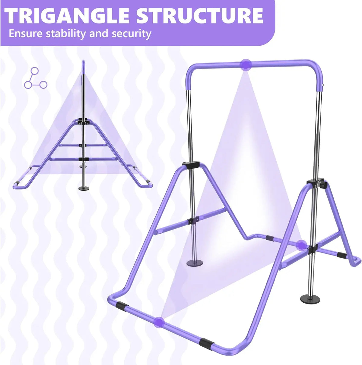 Gymnastics Bar with Mat, Foldable Gymnastics Horizontal Bar Height Adjustable, Gymnastics Equipment