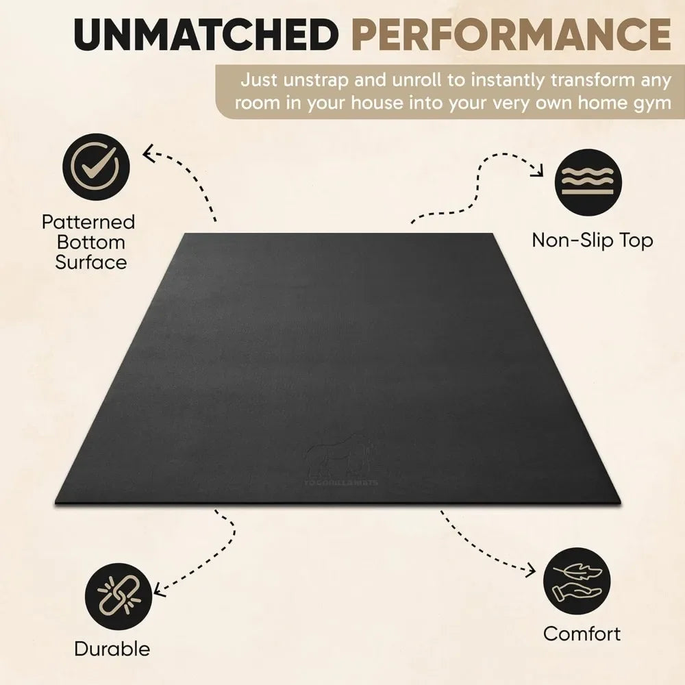Extra Large Exercise Mat 6x4 to 10x4 1 4 Inch Thick Non Slip Durable Home Gym Flooring Yoga Fitness Weight Lifting