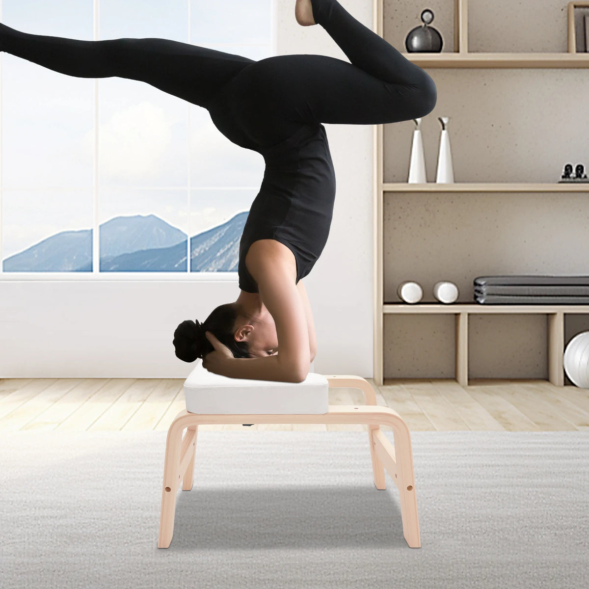 Yoga Headstand, Assistant Inversion Bench, Body Shaping Invert Stool, Chair Body Coordination for Gymnasts 64*36*40cm
