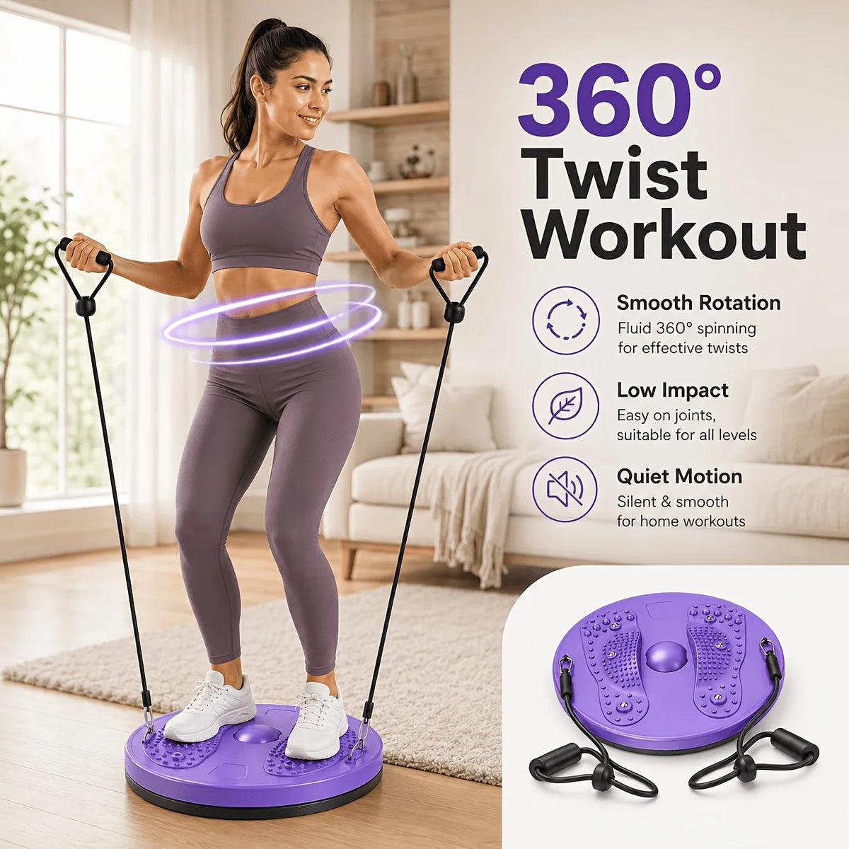 Silent Home Fitness Equipment Waist Twister Abdominal Twisting Board for Exercise - Compact Size for Efficient Core Training