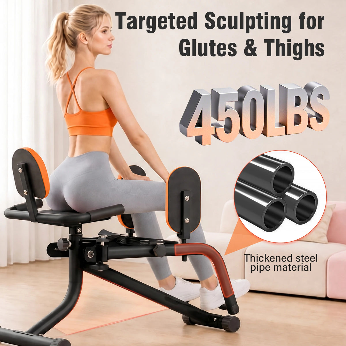 Foldable Home Hip Trainer Machine Dual-Motion Inner & Outer Thigh Sculptor, Unisex Home Gym Equipment for Home Workout