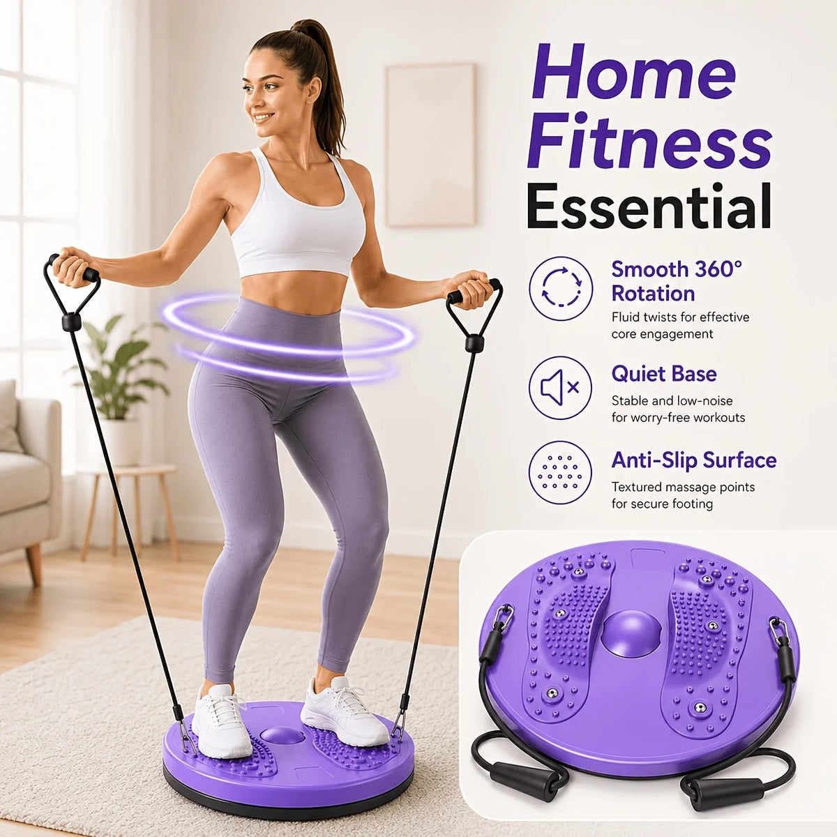 Silent Home Fitness Equipment Waist Twister Abdominal Twisting Board for Exercise - Compact Size for Efficient Core Training