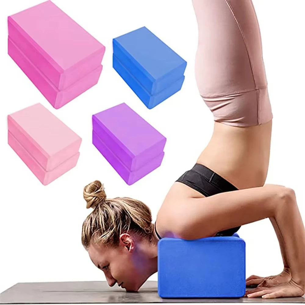 2Pcs High Density Yoga Foam Blocks Non-slip Solid Color Yoga Balance Fitness Dance Supplies For Yoga Pilates And Meditation
