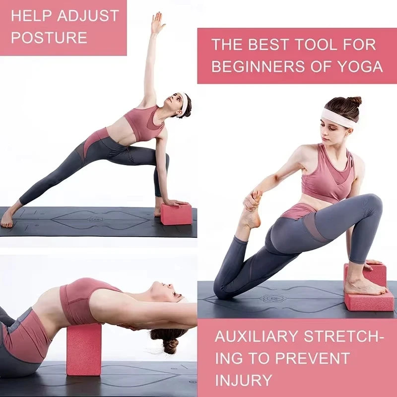 2Pcs High Density Yoga Foam Blocks Non-slip Solid Color Yoga Balance Fitness Dance Supplies For Yoga Pilates And Meditation