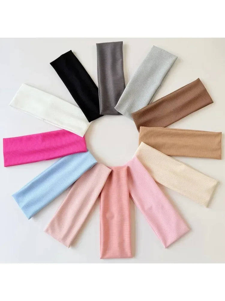 Threaded Hair Band Sports Yoga Sweat-absorbent Wide Headscarf Hair Band Female Joker Elastic Solid Color Headband Headdress