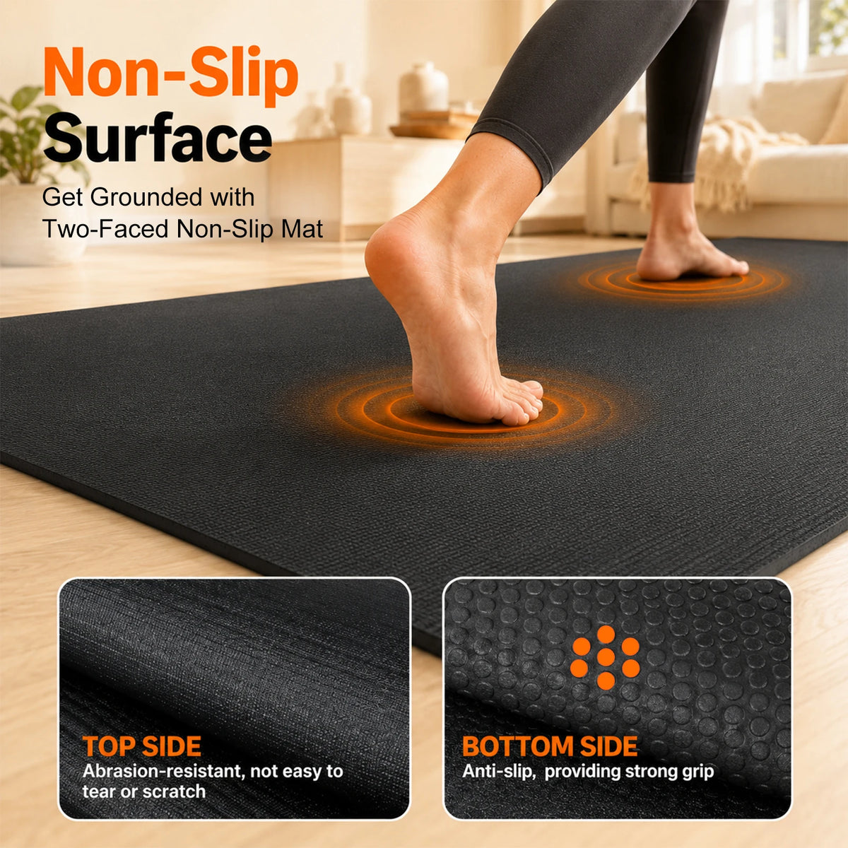 8'x6' (7mm) Thick Workout Mat, High-Density Non-Slip Gym Flooring for Cardio Yoga and Weight Training, Shoe-Friendly Durable Exercise Pad for Home Fitness