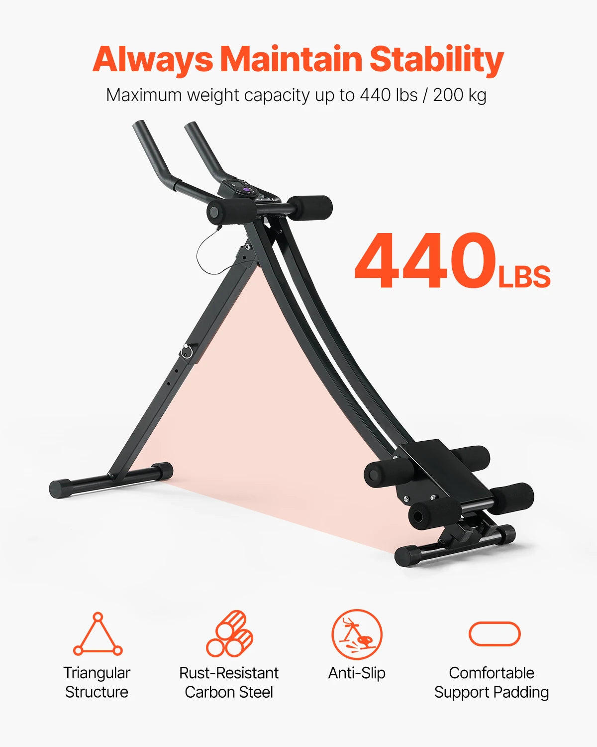 VEVOR AB Workout Machine Ab Workout Equipment 440 lbs Weight Capacity Strength Training Ab Cruncher Foldable Fitness Exerciser